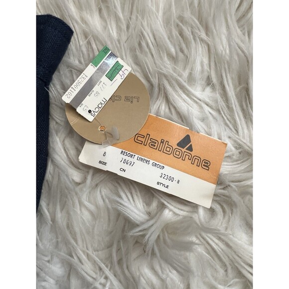 NWT Vtg Liz Claiborne LizSport Linen Navy Pants Womens 8 Pleated Tapered Cuffed - Picture 5 of 11